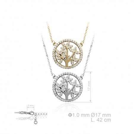 Gargantilha em Prata Esterlina e Zircões (Madrepérola)