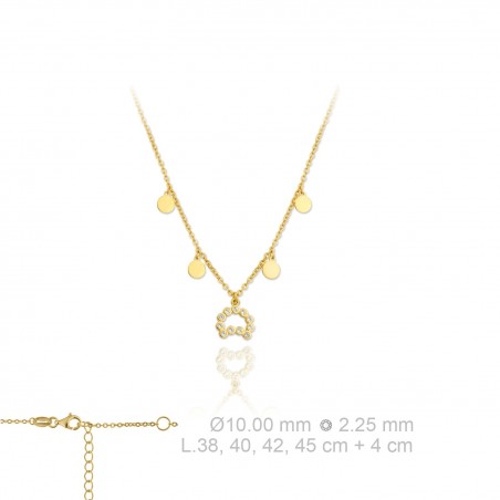 Gargantilla Luna con Zirc y Círculos Dorada