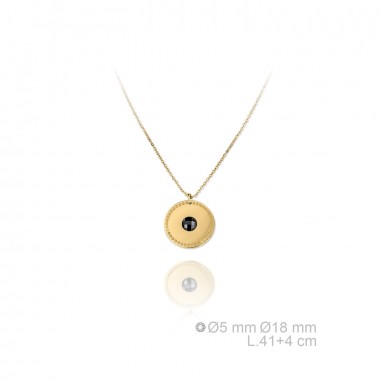 Gargantilla Círculo Zir. Negra Dorada