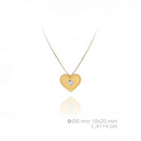 Gargantilla Corazón Zir. Blanca Dorada