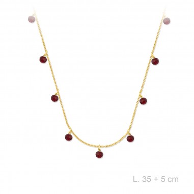 Gargantilla Choker Piedra Granate Dorado