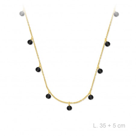 Gargantilla Choker Bolitas Negra Dorada