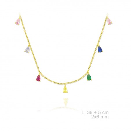 Gargantilha em Prata Esterlina e Zircões (Madrepérola)