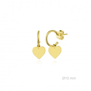 Pendientes Aros presión Corazón dorado