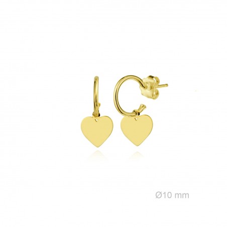 Pendientes Aros presión Corazón dorado