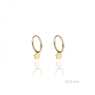 Pendientes aro flor dorados