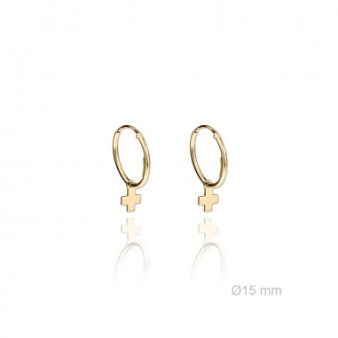Pendientes Aro cruz dorados
