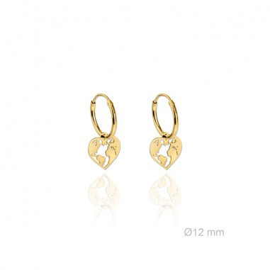 Pendientes Aro Mundo Corazón Dorado
