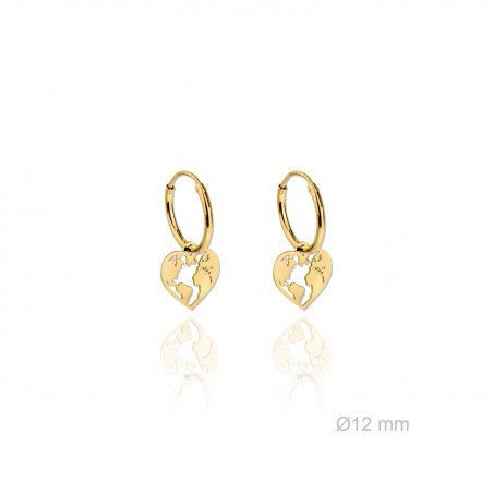 Pendientes Aro Mundo Corazón Dorado