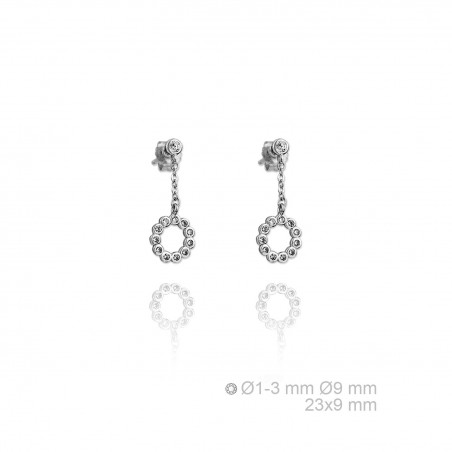 Pendientes Plata Aro con Cadena y Circ.