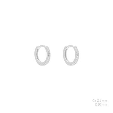 Silver earrings with cubic zirconium | Ø10mm