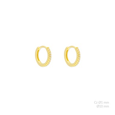 Silver Earrings with Cubir Zirconium | Ø10mm