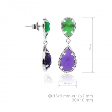 Pendientes circ. piedra Morado/Verde