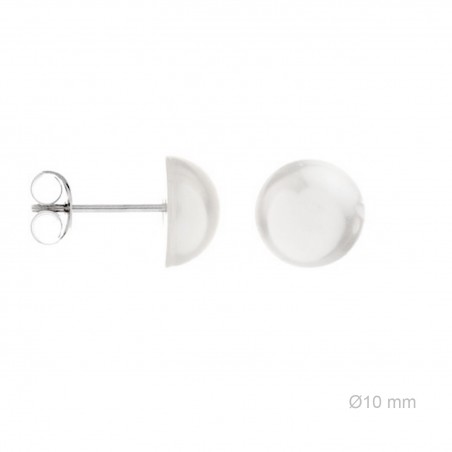 Pendientes 1/2 bola Perla Sint. 10mm