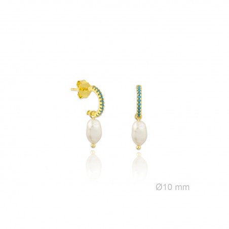 Aros Bali Turquesa Perla Dorados