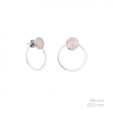 Pendientes Aro Desm. Piedra Rosa