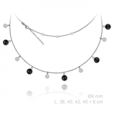 Gargantilla de Plata de Ley con piedra negra