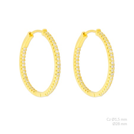 Silver Earrings with Cubir Zirconium | Ø28mm