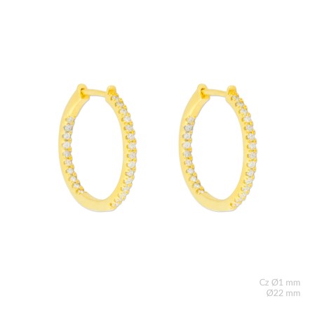 Silver Earrings with Cubir Zirconium | Ø22mm