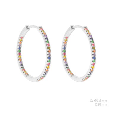 Silver Earrings with Cubir Zirconium | Ø28mm