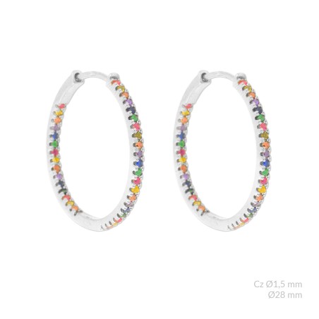 Silver Earrings with Cubir Zirconium | Ø28mm