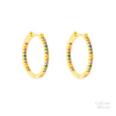 Silver Earrings with Cubir Zirconium | Ø22mm