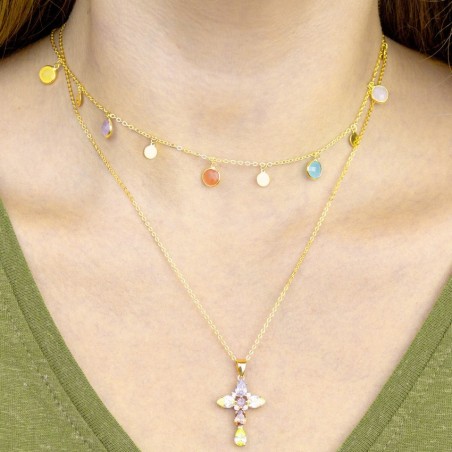 Gargantilha em Prata Esterlina e Zircões (Madrepérola)