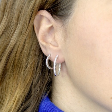 Silver Earrings with Cubir Zirconium | Ø16mm