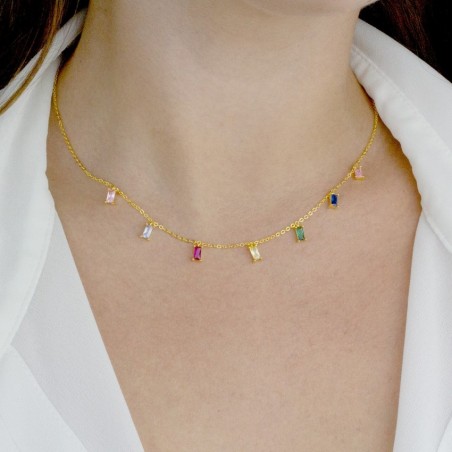 Gargantilha em Prata Esterlina e Zircões (Madrepérola)