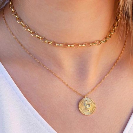 Gargantilla Dorada Redonda 15mm Serpiente