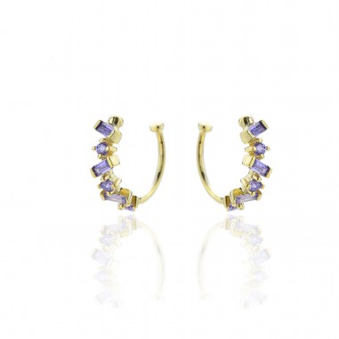 Pendientes Earcuff Dorado Circ. Morada