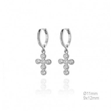 Pendientes Aro 11mm Cruz Circ Redondas