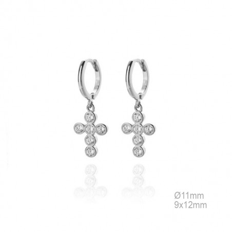 Pendientes Aro 11mm Cruz Circ Redondas