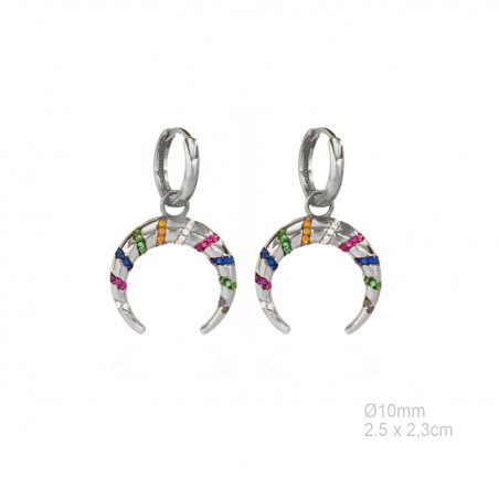 Pendientes Aro 10mm Luna Circ Colores