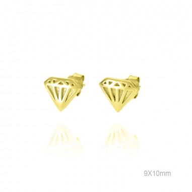 Pendientes Presión Dorado Diamante