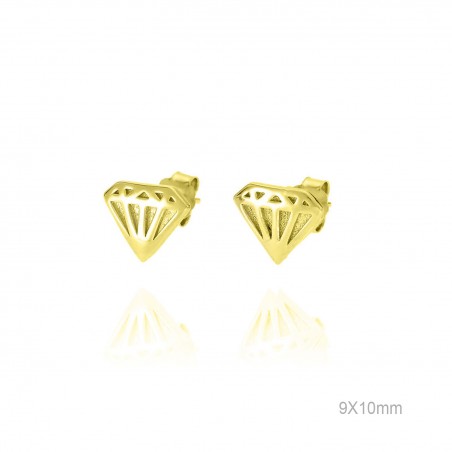 Pendientes Presión Dorado Diamante