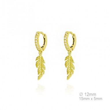 Pendientes Aro Dorado Circ. Pluma