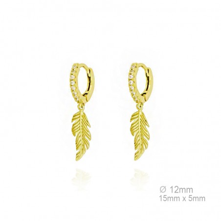 Pendientes Aro Dorado Circ. Pluma