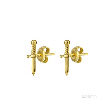 Pendientes Presión Dorado Cuchillo