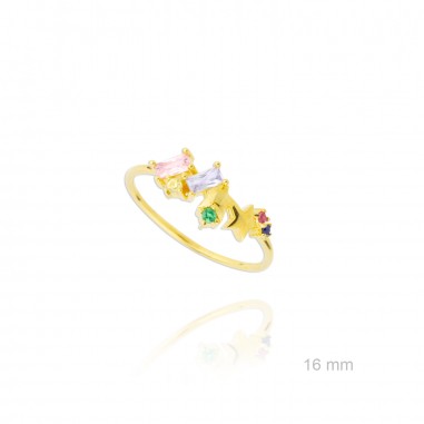 Anel de Prata Esterlina e Zircônia