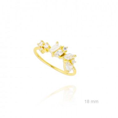 Anel de Prata Esterlina e Zircônia