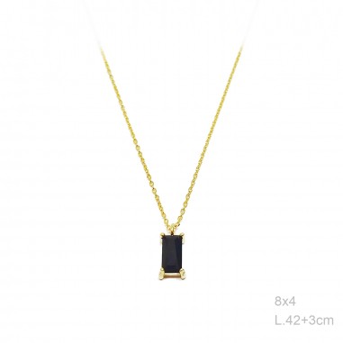 Gargantilla Dorada Circ. Negra Rectangular