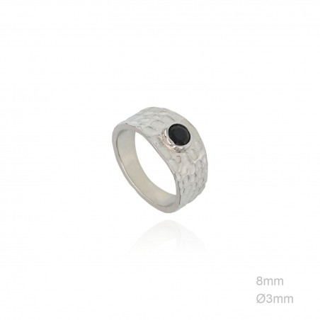 Anillo Ancho Bolitas Circ Negra