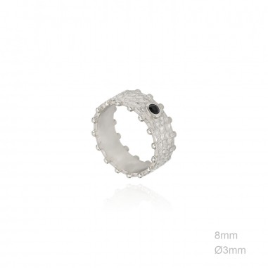 Anillo Ancho Bolitas Circ Negra