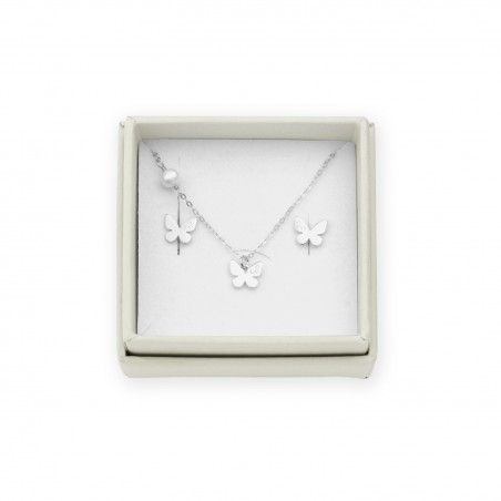 Argent Sterlin Pack - Boucles d'oreilles et tour de cou