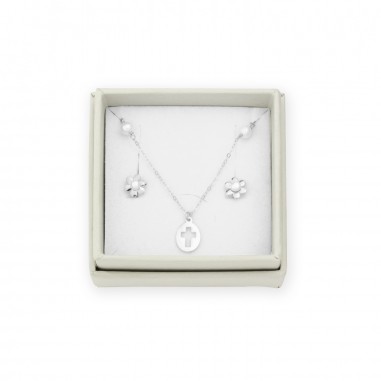 Argent Sterlin Pack - Boucles d'oreilles et tour de cou