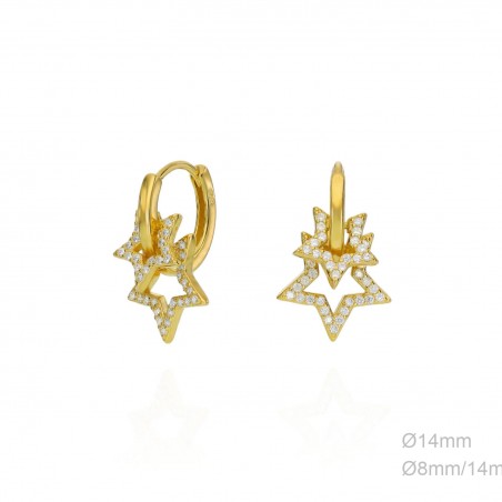 Pendientes Aro Dorado Estrellas Circ