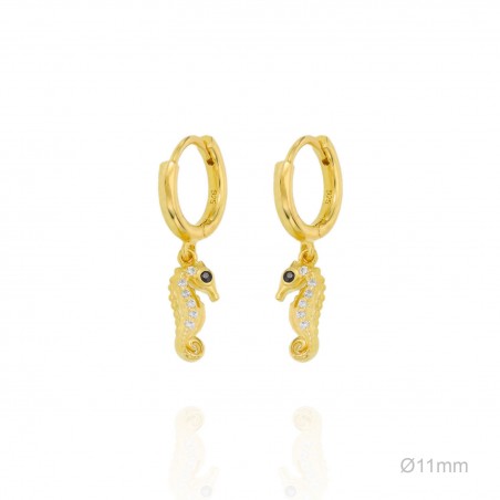 Pendientes Aro Dorado Caballito Mar Circ 