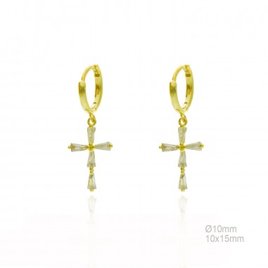 Pendientes Aro Dorado Cruz Cir.