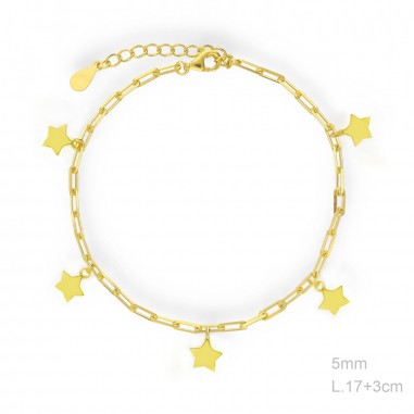 Pulsera Eslabones Estrella Lisa